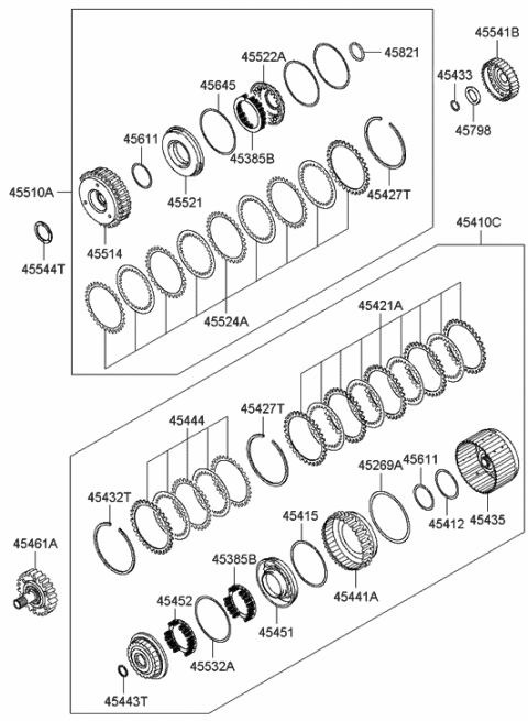 2007 Hyundai Santa Fe Clutch Assembly-Under Drive Diagram for 45510-3A511