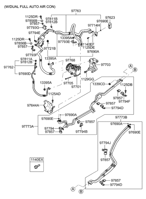 2009 Hyundai Santa Fe Bracket-Compressor Mounting Diagram for 97703-3L270