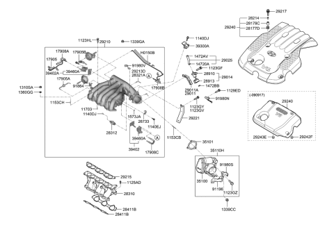 2009 Hyundai Santa Fe Tank Assembly-Surge Air Intake Diagram for 29210-3E056