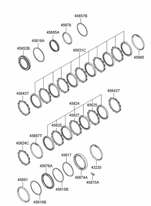 2008 Hyundai Santa Fe Retainer-2ND Brake Diagram for 45670-39531