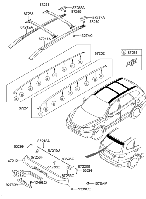 2008 Hyundai Santa Fe Rack Assembly-Roof RH Diagram for 87280-2B000-K1