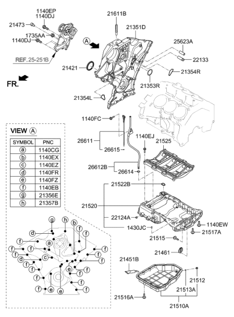 2007 Hyundai Santa Fe Cover-Timing Chain,Ff Diagram for 21351-3C532