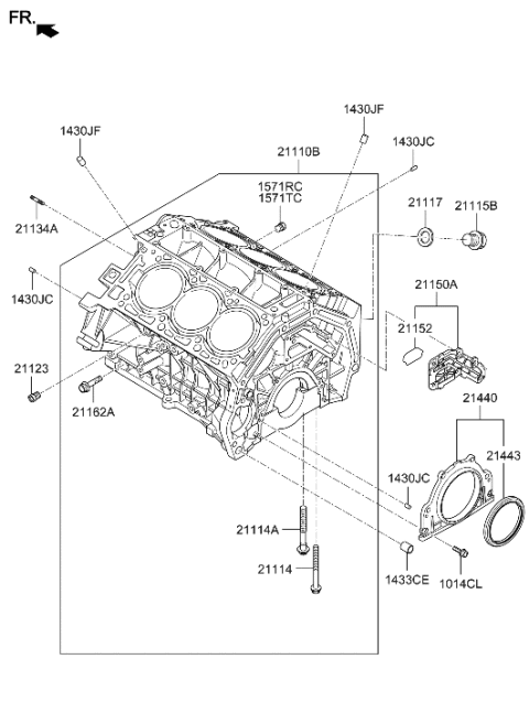 2009 Hyundai Santa Fe Bolt-Bearing Cap Diagram for 21164-37100