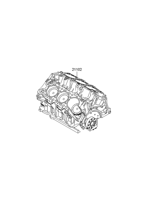 2007 Hyundai Santa Fe Reman Short Engine Diagram for 21102-3EA20-HRM
