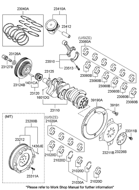 2009 Hyundai Santa Fe Bearing Pair Set-Crank shaft Diagram for 21020-37325