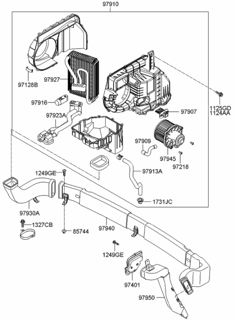 2008 Hyundai Santa Fe Duct Assembly-Rear A/C,LH "NO.1" Diagram for 97940-2B001