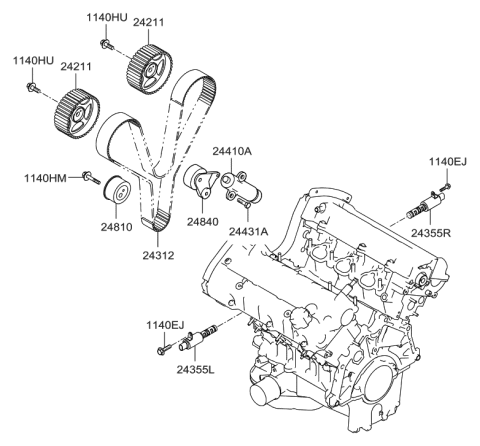 2007 Hyundai Santa Fe Arm Assembly-Tensioner Diagram for 24840-3E500