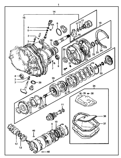 1987 Hyundai Excel Seal Kit-Automatic Transaxle Front & Rear Clutch Diagram for 45040-21720
