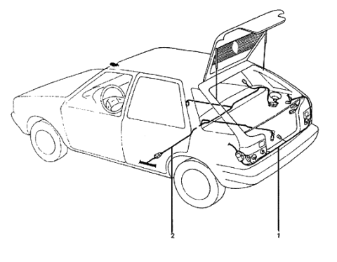 1988 Hyundai Excel Wiring Assembly-Rear Extension RH Diagram for 91202-21123