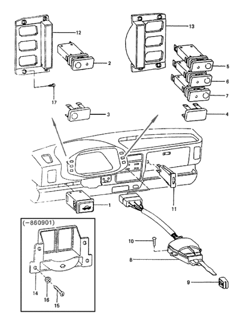 1989 Hyundai Excel Blanking-Rocker Switch Diagram for 93716-21100