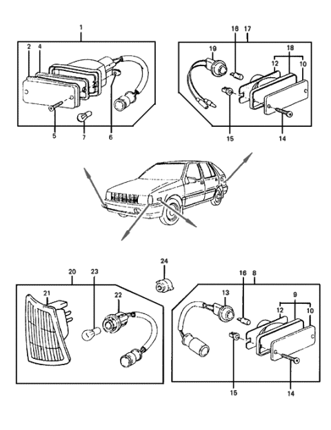 1988 Hyundai Excel Lens & Housing Assembly-Front Position Diagram for 92330-21052