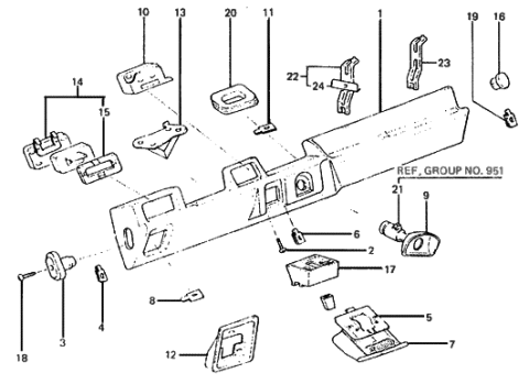 1986 Hyundai Excel Crash Pad Assembly-Side Lower Diagram for 84750-21030-AM