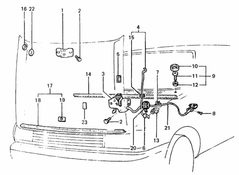1986 Hyundai Excel Cable Assembly-Hood Latch Release Diagram for 81180-21011-BL