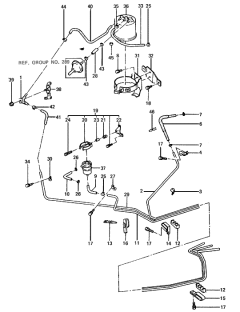 1988 Hyundai Excel Fuel Tube & Vapour Gas Control Diagram