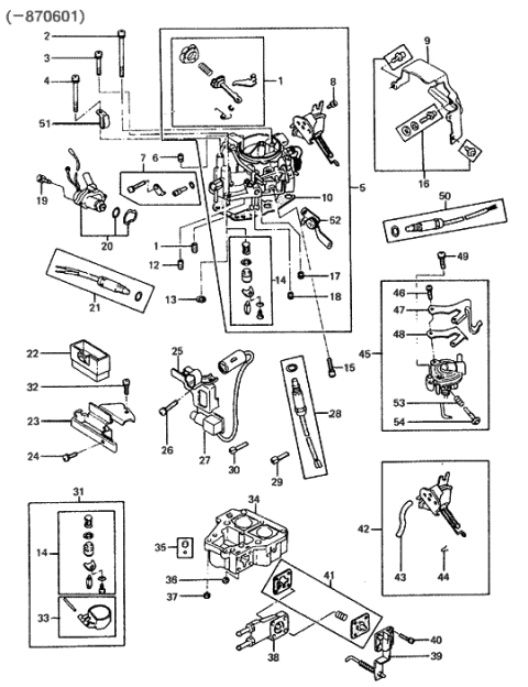1986 Hyundai Excel Carburettor Inner Parts Diagram 1