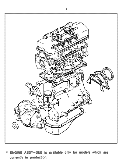 1989 Hyundai Excel Sub Engine Assy Diagram