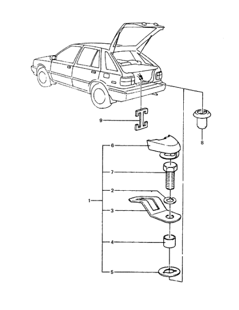 1985 Hyundai Excel Rear Seat Belt Complete Diagram for 89801-21200-BL