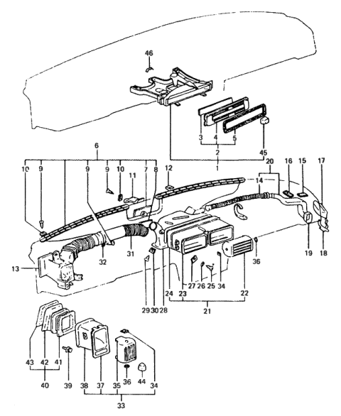 1985 Hyundai Excel Heater Cont & Air Vent Diagram