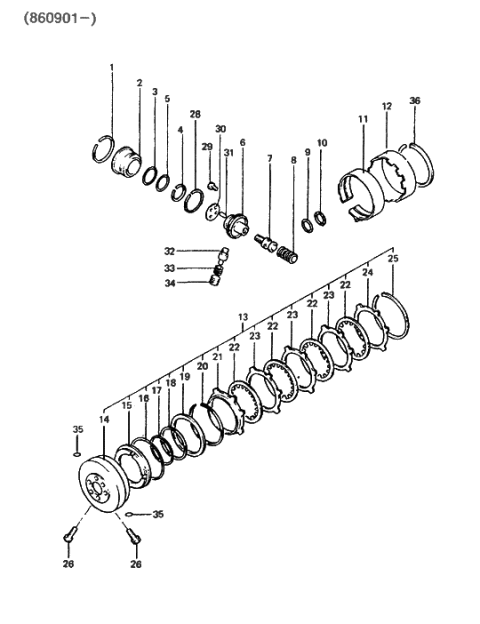 1989 Hyundai Excel Ring"D"-Low & Reverse Brake Diagram for 45632-36001