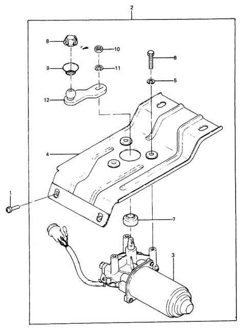 1986 Hyundai Excel Plate Assembly-Windshield Wiper Motor Mounting Diagram for 98150-21001