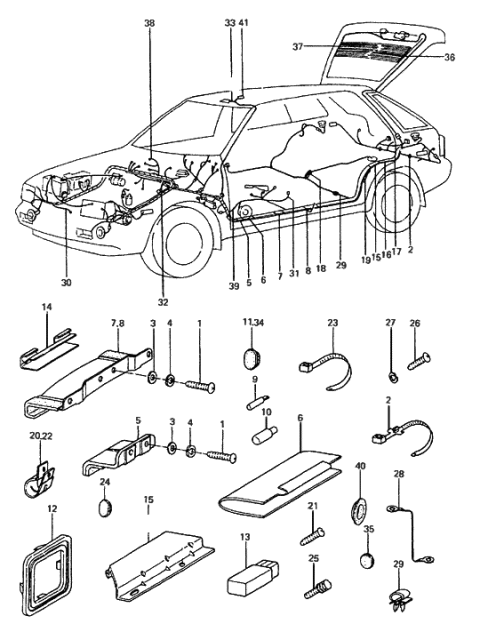 1987 Hyundai Excel Protector-Rear Wiring LH Diagram for 91541-21001