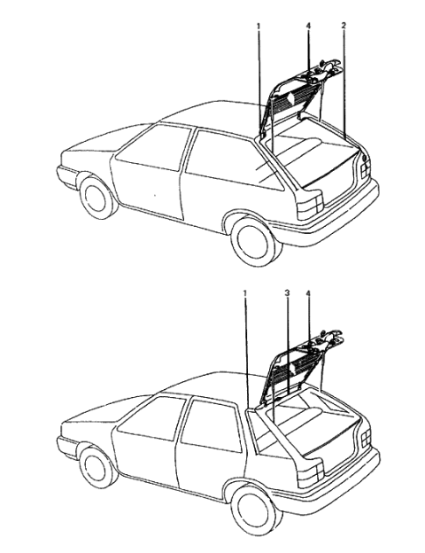 1989 Hyundai Excel Wiring Assembly-Tail Gate Diagram for 91623-21321