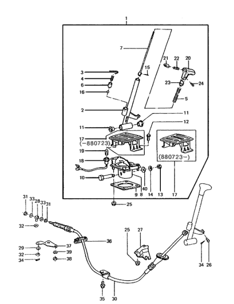 1989 Hyundai Excel T/M Gear Shift Control Diagram 3