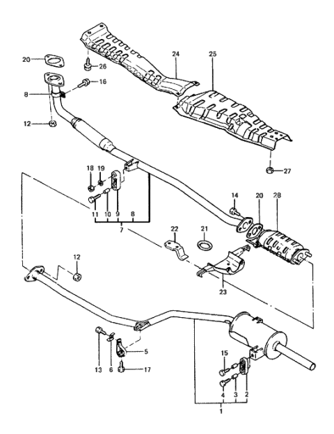 1986 Hyundai Excel Catalytic Converter Assembly Diagram for 28950-21600