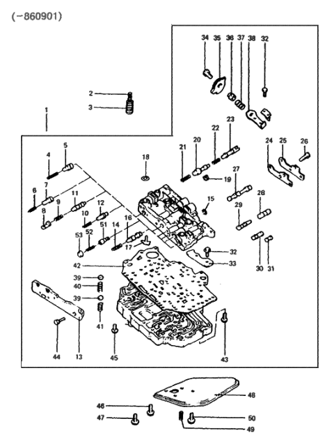 1989 Hyundai Excel AT Valve Body Diagram 1