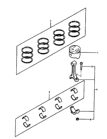1985 Hyundai Excel Piston & Pin Assembly Diagram for 23410-21916