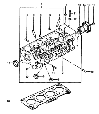 1986 Hyundai Excel Head Assembly-Cylinder Diagram for 22100-21300