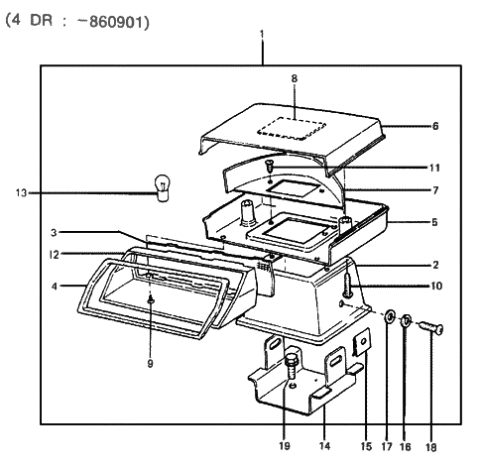 1986 Hyundai Excel Bracket-High Mounted Stop Lamp Mounting Diagram for 92761-21050