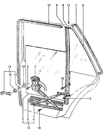 1987 Hyundai Excel Glass-Rear Door Window,RH Diagram for 83421-21100