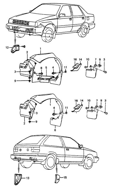 1986 Hyundai Excel Guard-Stone Under RH Diagram for 86492-21200