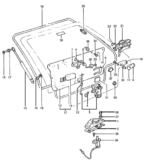 1986 Hyundai Excel Opener Assembly-Tail Gate Diagram for 95790-21300