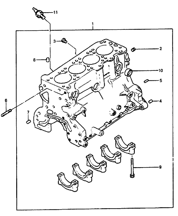 1985 Hyundai Excel Block Assembly-Cylinder Diagram for 21106-21100