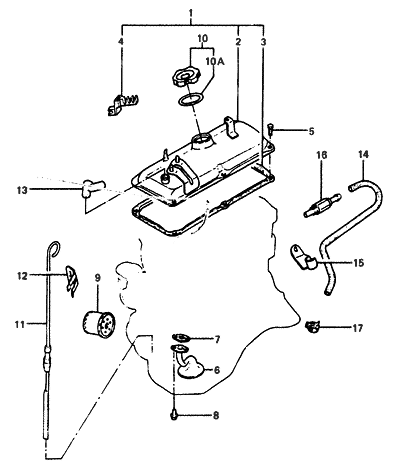 1989 Hyundai Excel Cap-Oil Filler Diagram for 26510-11500