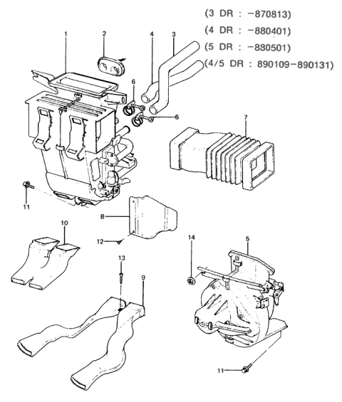 1985 Hyundai Excel Blower Unit Diagram for 97100-21101