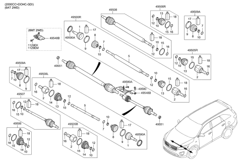 2017 Hyundai Tucson Shaft Assembly-Drive,LH Diagram for 49500-D3130