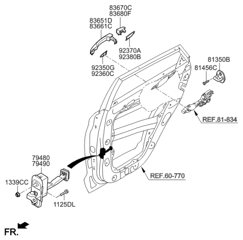 2018 Hyundai Tucson Checker Assembly-Rear Door,LH Diagram for 79480-D3000