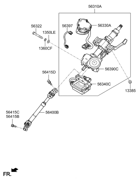 2015 Hyundai Tucson Column Assembly-Steering Diagram for 56310-D3000
