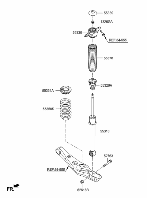 2016 Hyundai Tucson Rear Shock Absorber Assembly Diagram for 55311-D3150