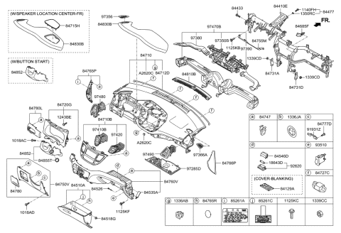 2018 Hyundai Tucson Garnish Assembly-Defroster Center Diagram for 84810-D3000-TRY
