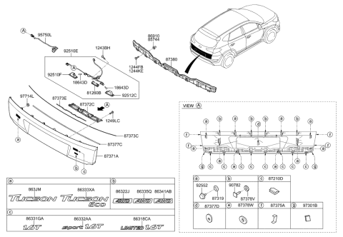 2015 Hyundai Tucson Pad-Back Panel Moulding Diagram for 87323-D3000