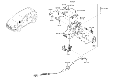 2018 Hyundai Tucson Cable Assembly-Automatic Transmission Diagram for 46790-D3050