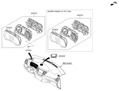 2016 Hyundai Tucson Cluster Assembly-Instrument Diagram for 94011-D3163