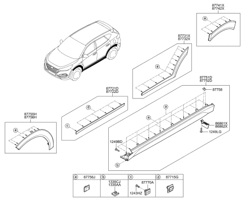 2015 Hyundai Tucson Body Side Moulding Diagram