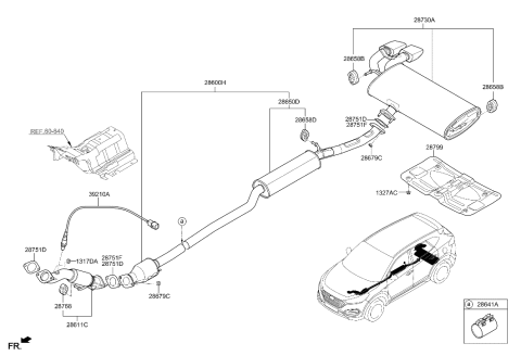 2015 Hyundai Tucson Center Muffler Complete Diagram for 28600-D3070