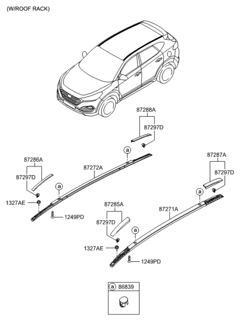 2016 Hyundai Tucson Rack Assembly-Roof,RH Diagram for 87280-D3500