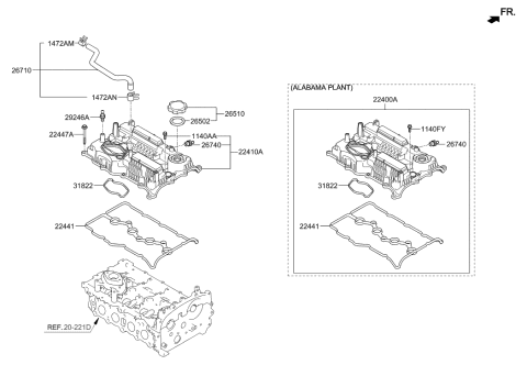 2015 Hyundai Tucson Cover Assembly-Cylinder Head Diagram for 22400-2GGB0